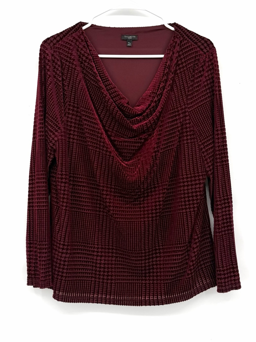 Talbots petite textured burgundy velvet blouse
